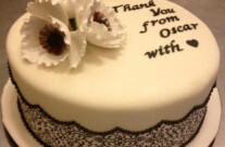 Black and White Thank You Cake